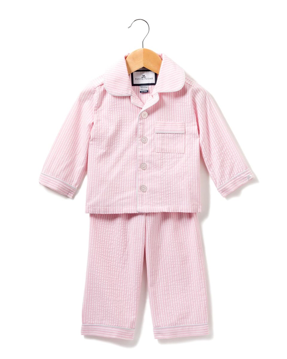 Kid's Stripe Seersucker Pajama Set, Size 6M-14